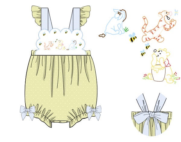 Girls Embroidered Sweet as Honey Bubble