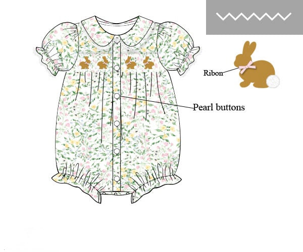 PRE ORDER Girls Smocked Bunny Garden Party Heirloom Bubble | ETA to LBS: FEBRUARY