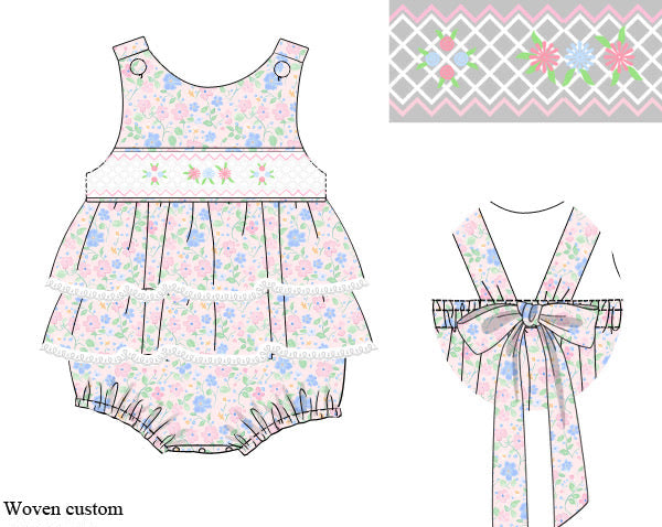 PRE ORDER Girls Wildflower Whimsy Smocked Skirted Bubble | ETA to LBS: LATE March
