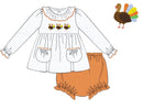 PRE ORDER Girls French Knot Little Turkeys Bloomer Set & Dress | ETA to LBS: SEPTEMBER