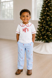 PRE ORDER Boys Embroidered Candy Cane Lane Pant Set | ETA to LBS: OCTOBER