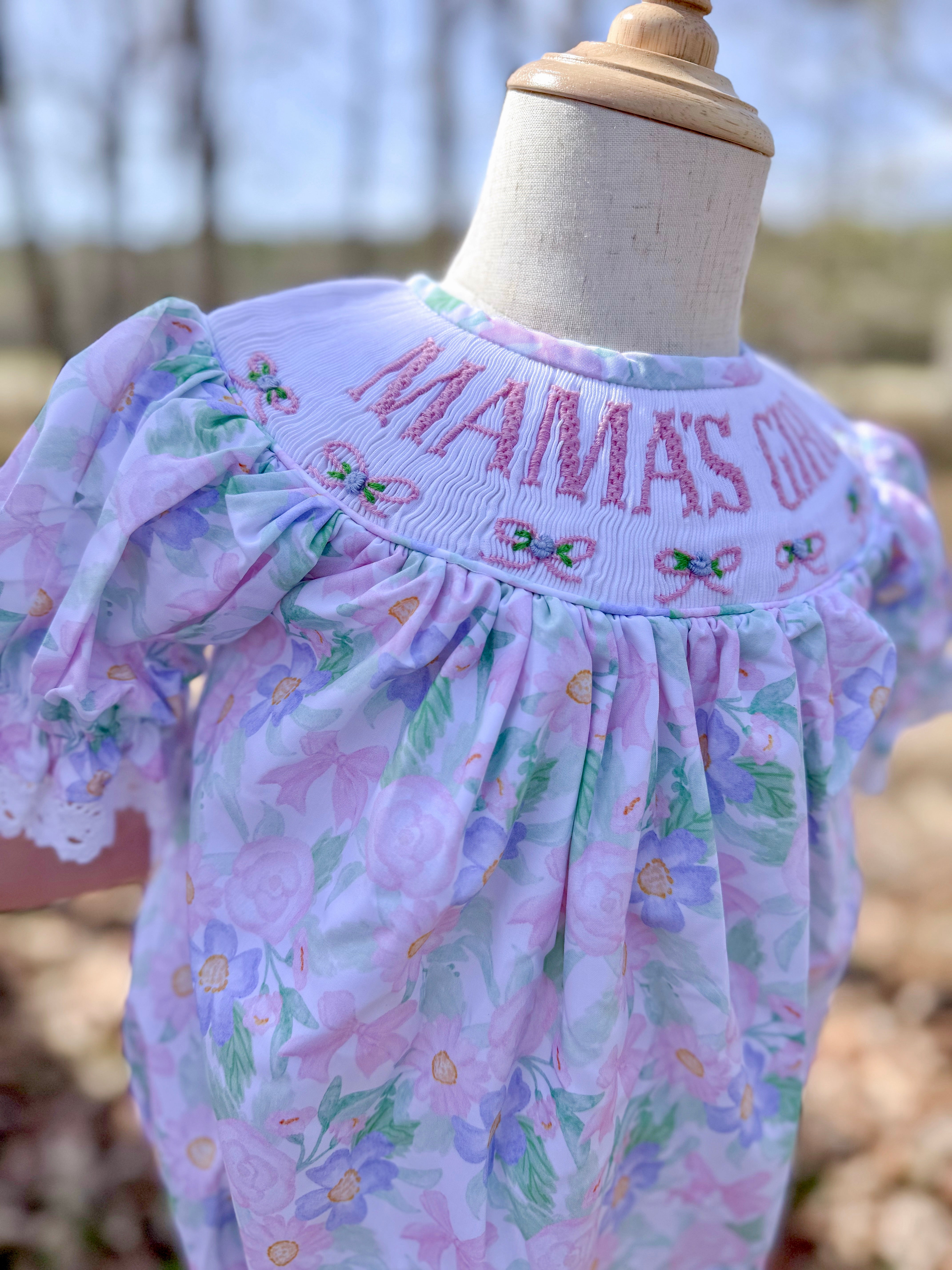 Girls “Mama’s Girl” Mother’s Day Smocked Bubble