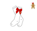 Girls Emboirdered Gingerbread Bow Knee High Socks