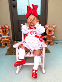 Girls Candy Cane Dreams Smock Bloomer Set