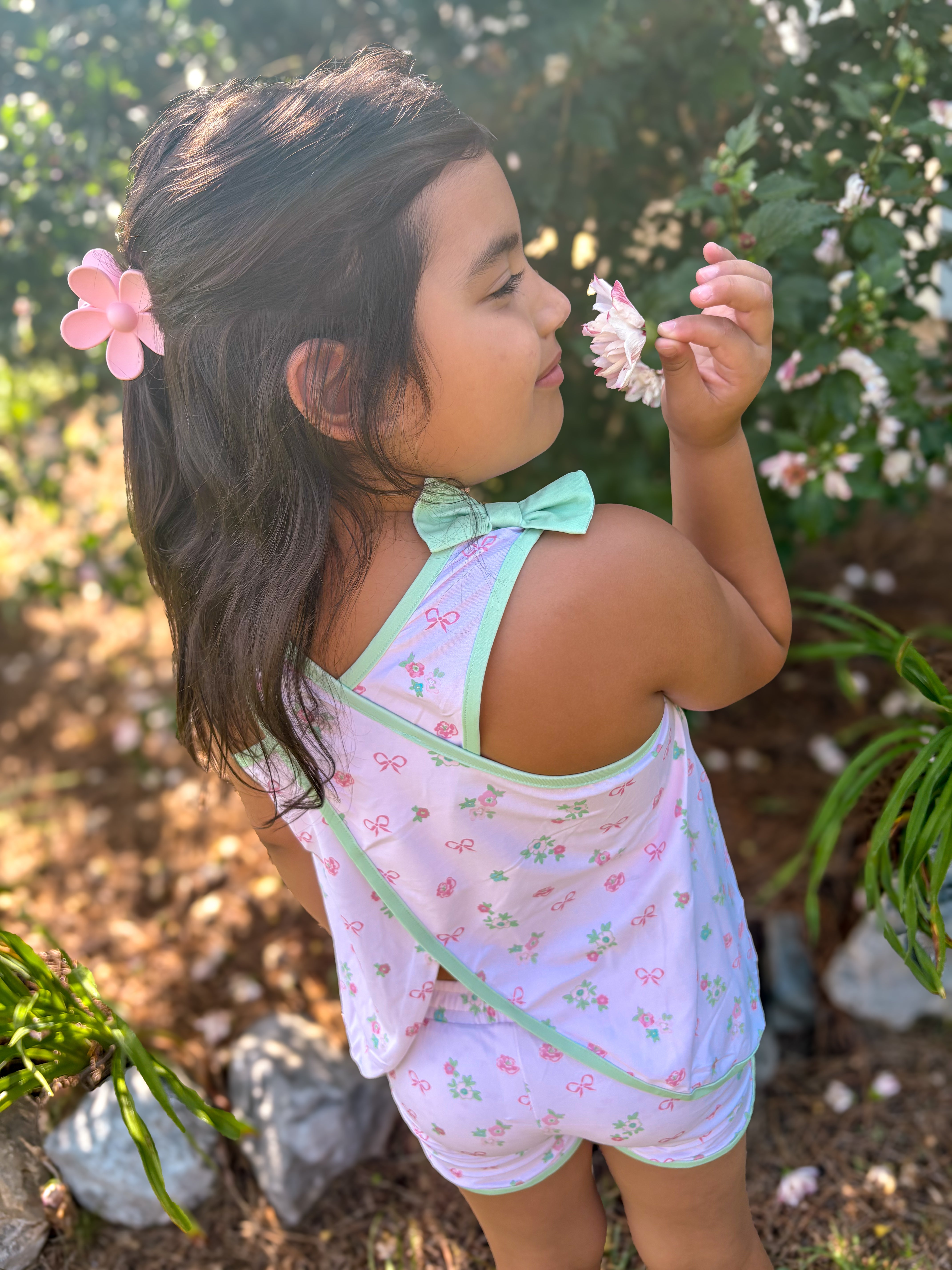 Girls Pink Posy Short Set