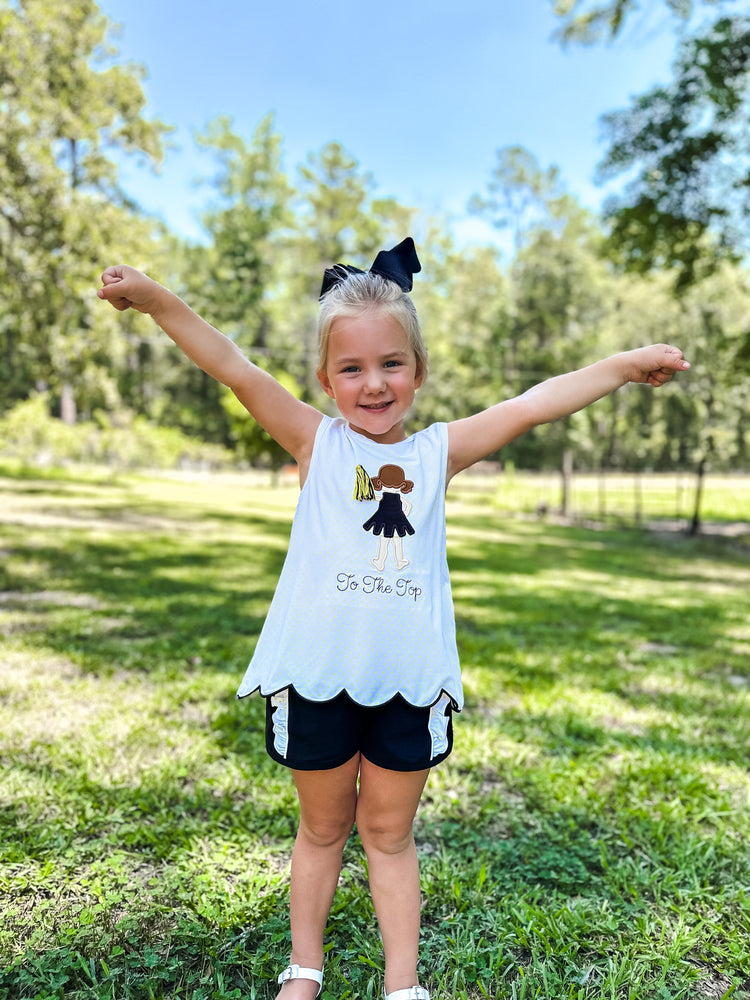 Girls Gold and Black Cheerleader Short Set (cheerleader only)