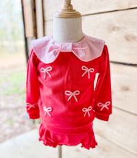 Girls Bow Cardigan Bloomer Set