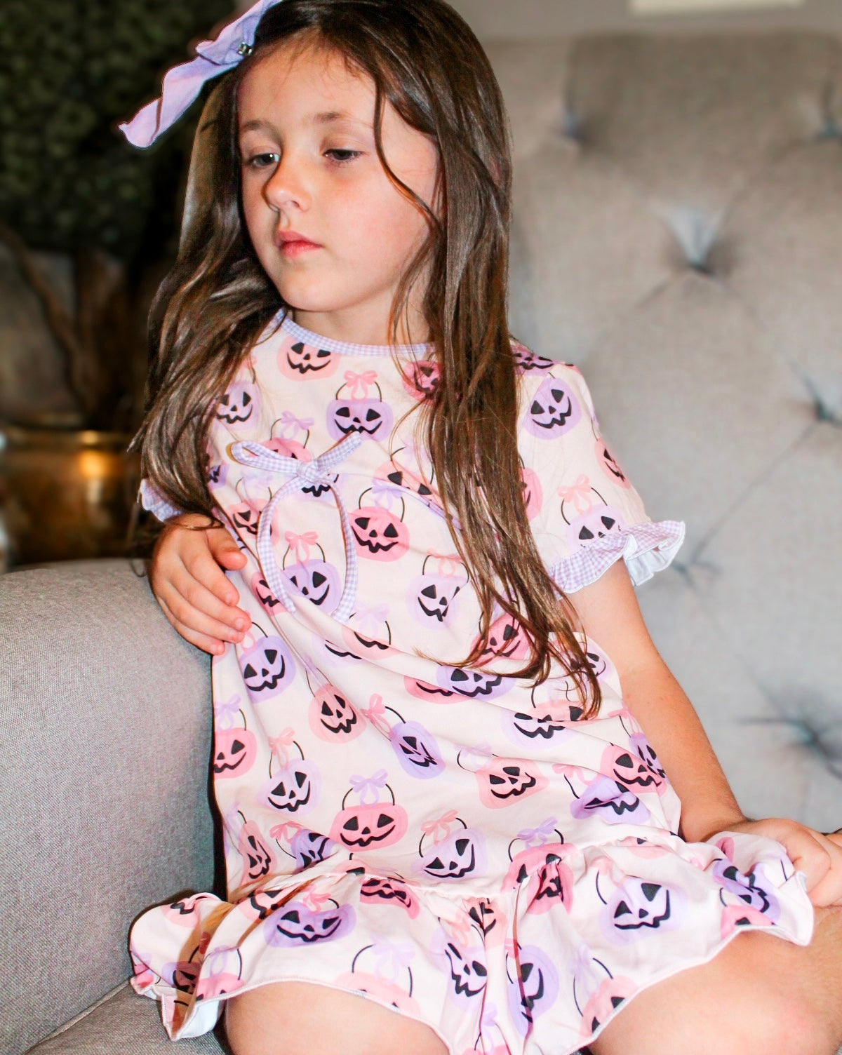 Girls Pink Halloween Buckets Knit Night Gown