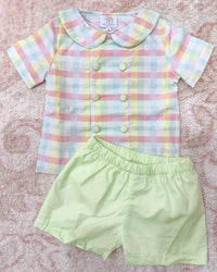 Boys Spring Easter Plaid Short Set