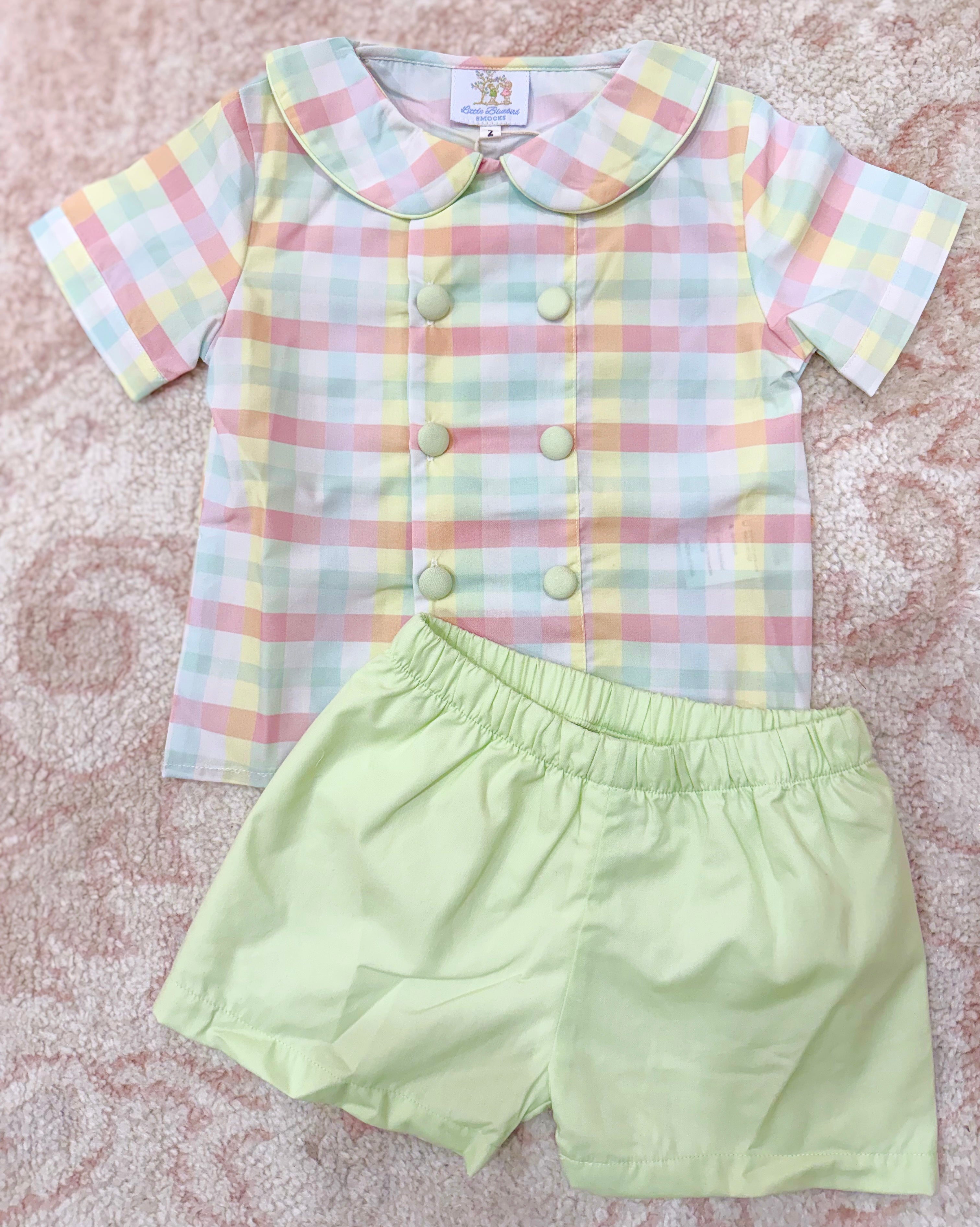 Boys Spring Easter Plaid Short Set