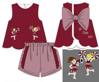 Girls French Knot Go, Fight, Win Ruffle Short Set