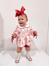 Girls Pink Santa Knit Bloomer Set RTS