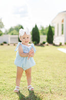 PRE ORDER Girls Blue Swiss Dot Smocked Bubble | ETA to LBS: JANUARY