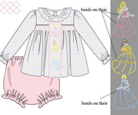 PRE ORDER Girls Embroidered & Beaded Royal Princesses Bloomer Set & Dress | ETA to LBS: DECEMBER