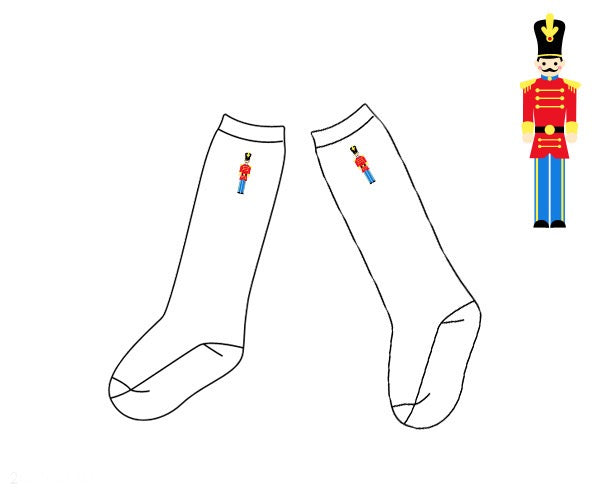 Boys Embroidered Toy Soldier  Knee High Socks