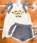 Girls Embroidered Cheerleaders Ruffle Short Set