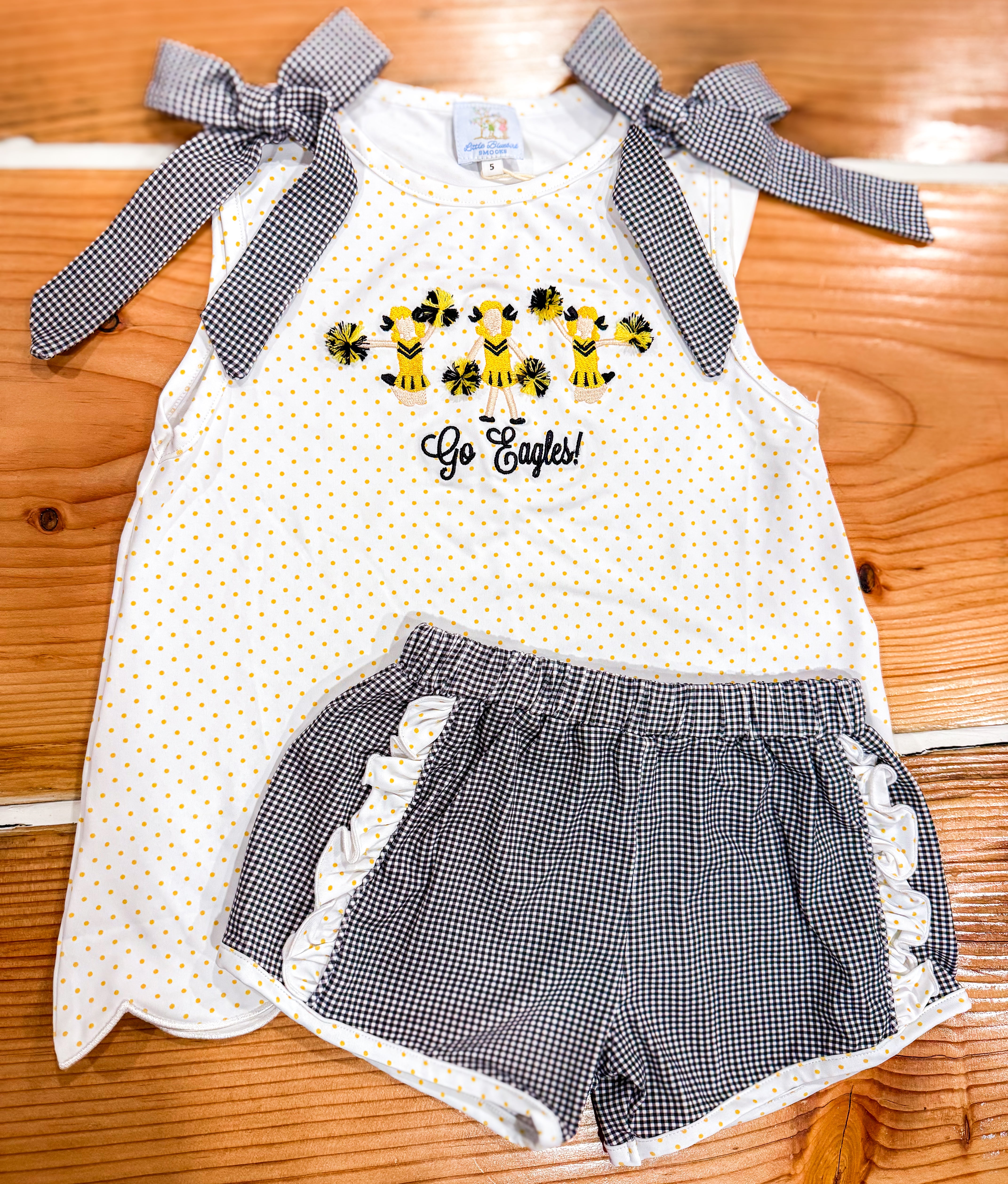 Girls Embroidered Cheerleaders Ruffle Short Set