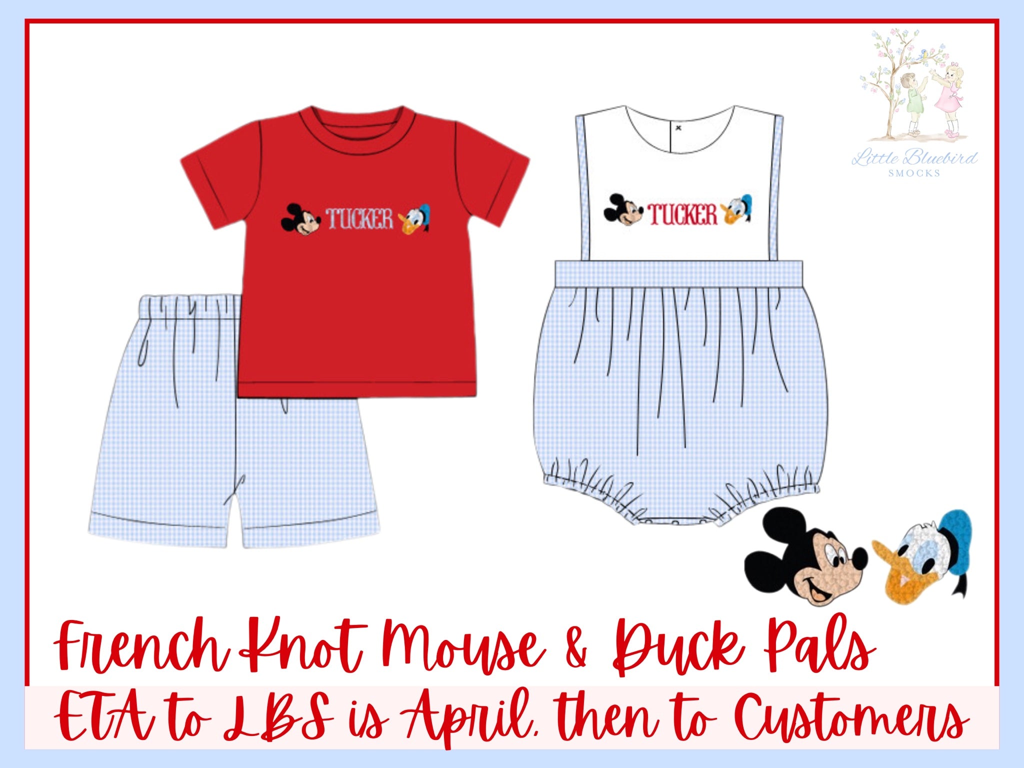 Boys French Knot Mouse and Duck “Best Buds” Bubble