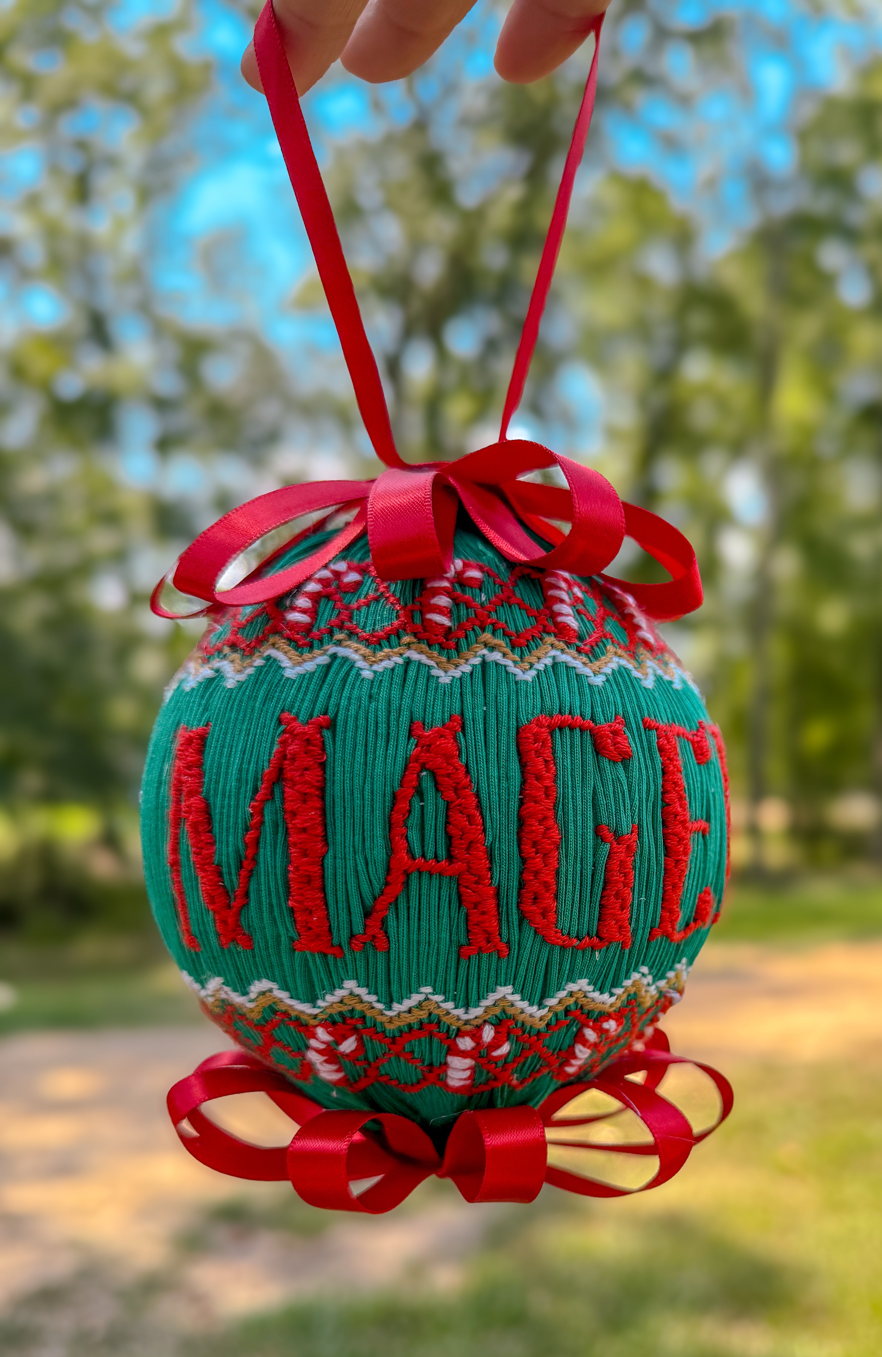 PRE ORDER Green Candy Cane Christmas Smocked Ornament | ETA to LBS: OCTOBER