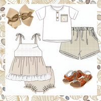 PRE ORDER Boys White Muslin & Windowpane Short Set ETA: MAY