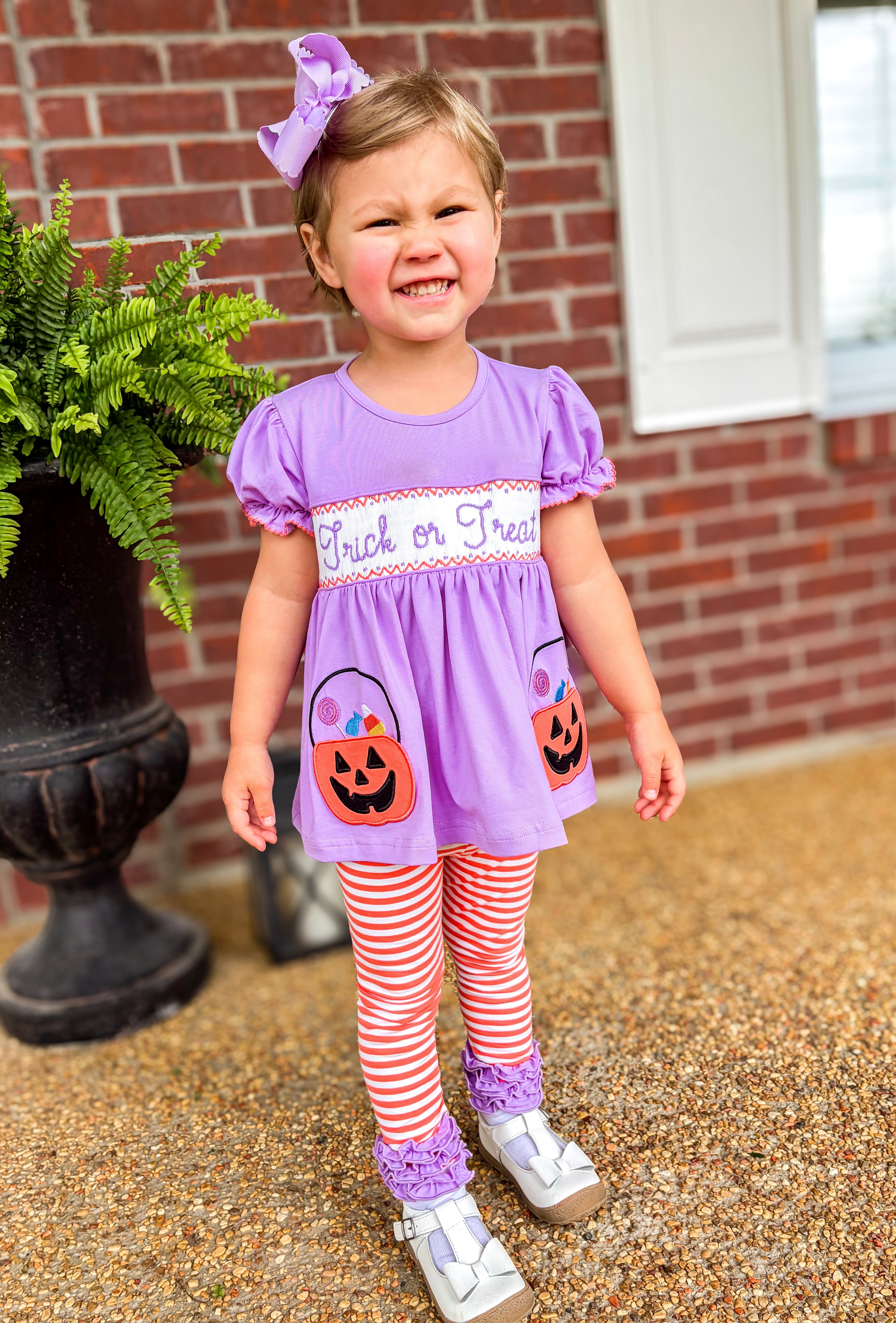PRE ORDER Girls Smocked Trick or Treat Legging Set | ETA to LBS: SEPTEMBER