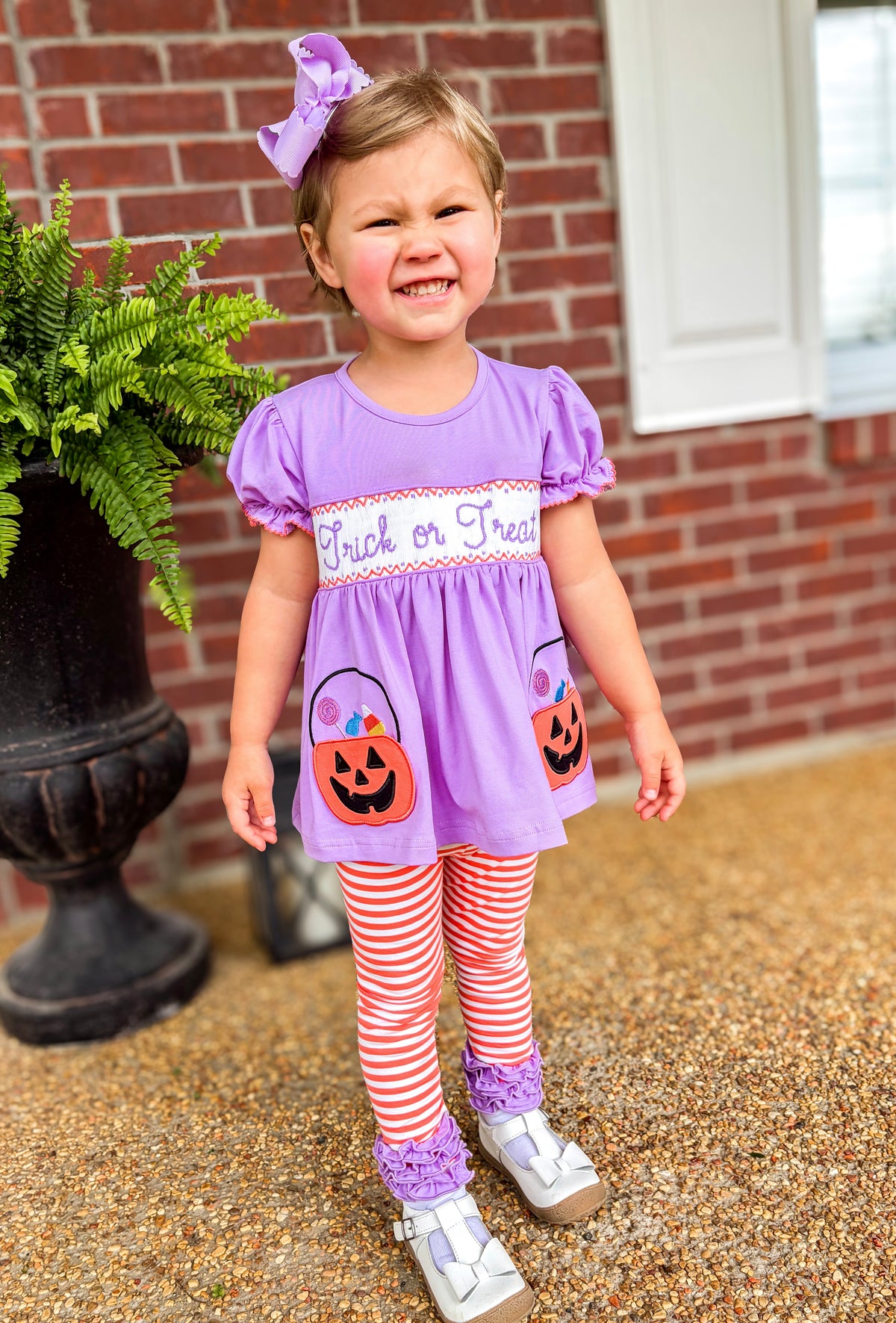 Girls Smocked Trick or Treat Legging Set