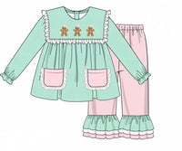 PRE ORDER Girls French Knot Mint Gingerbreads Ruffle Pant Set | ETA to LBS: OCTOBER