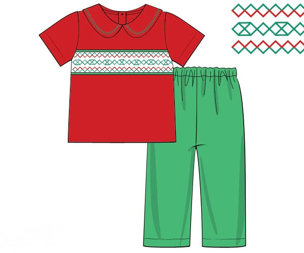 PRE ORDER Boys Smocked Holiday Cheer Pant Set | ETA to LBS: OCTOBER