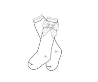 Girls Tri Color Swiss Dot Bow Knee High Socks