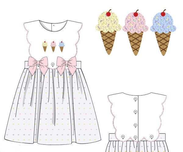 PRE ORDER Girls French Knot Ice Cream Bloomer Set & Dress | ETA to LBS: APRIL