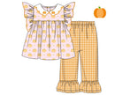 Girls Gingham Pumpkins Ruffle Pants Set
