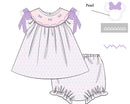 Girls Smocked Pearl Mouse Bloomer Set & Dress