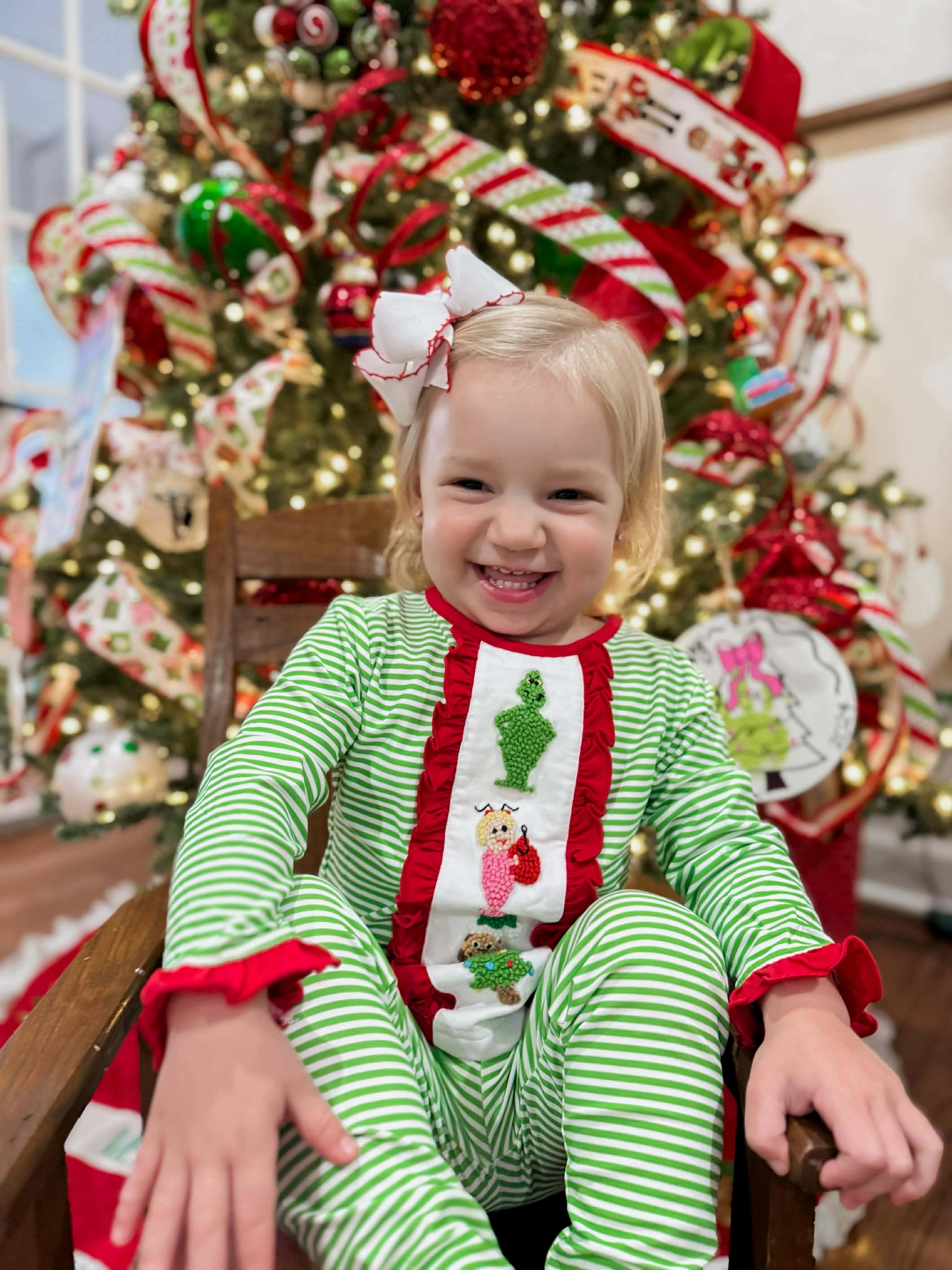 Girls The Green One French Knot Knit Lounge