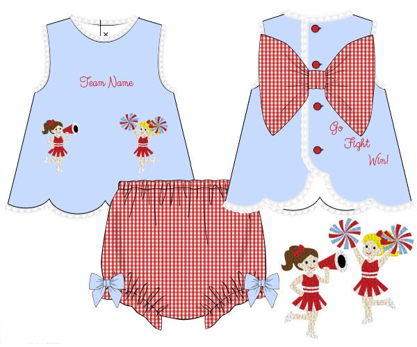 Girls French Knot Go, Fight, Win Bloomer Set