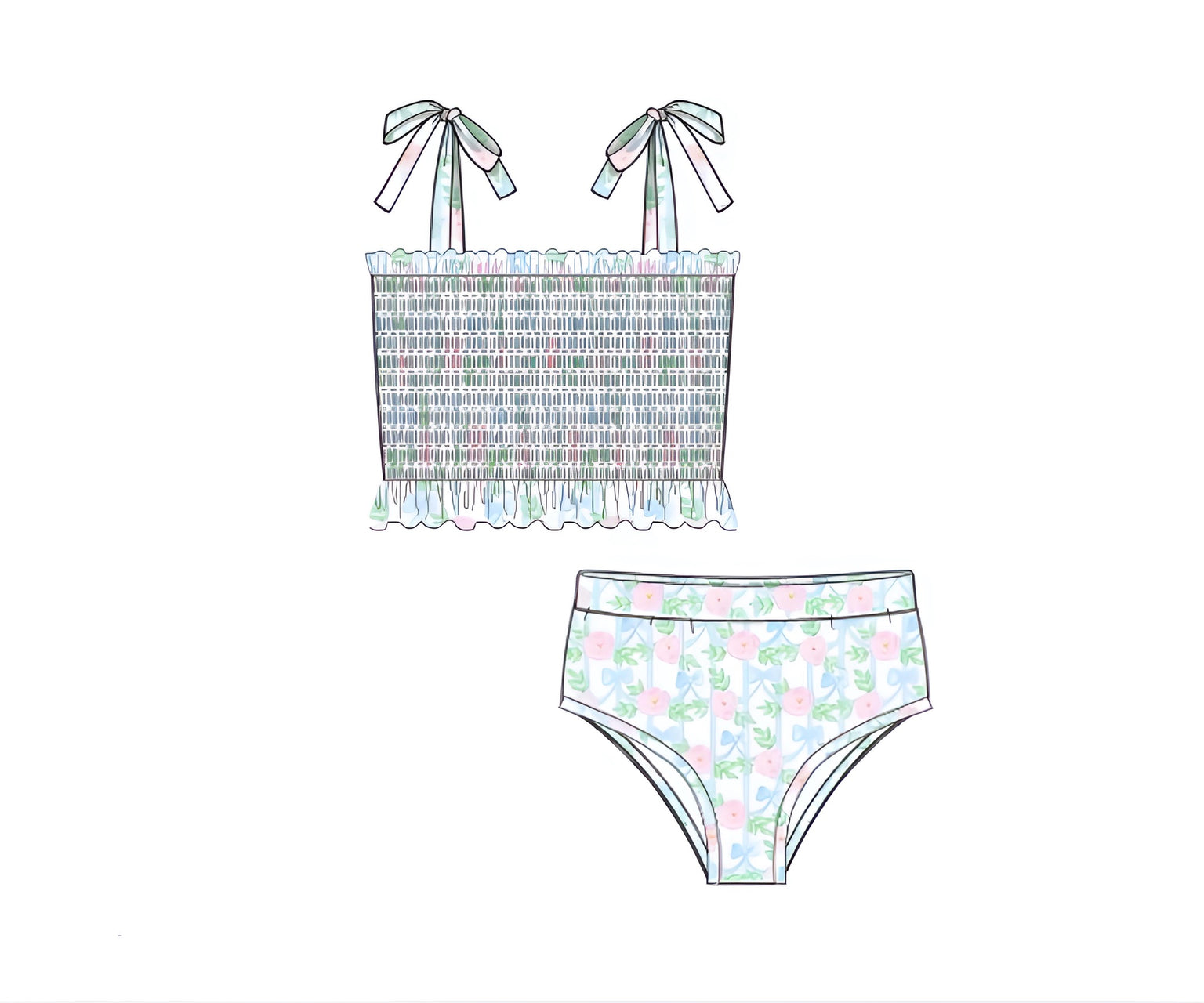 Women’s Bow Floral Two Piece Swimsuit