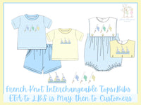 Boys French Knot Fish and Sailboats Interchangeable Bibs Bubble
