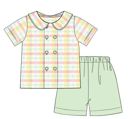Boys Spring Easter Plaid Short Set