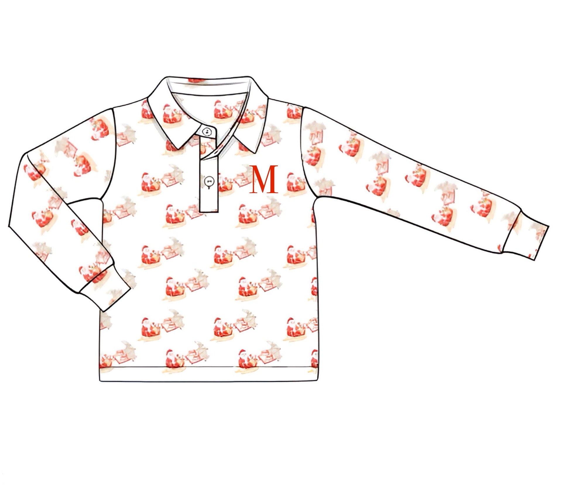 Boys Santas Sleigh “A” Monogrammed Knit Polo RTS