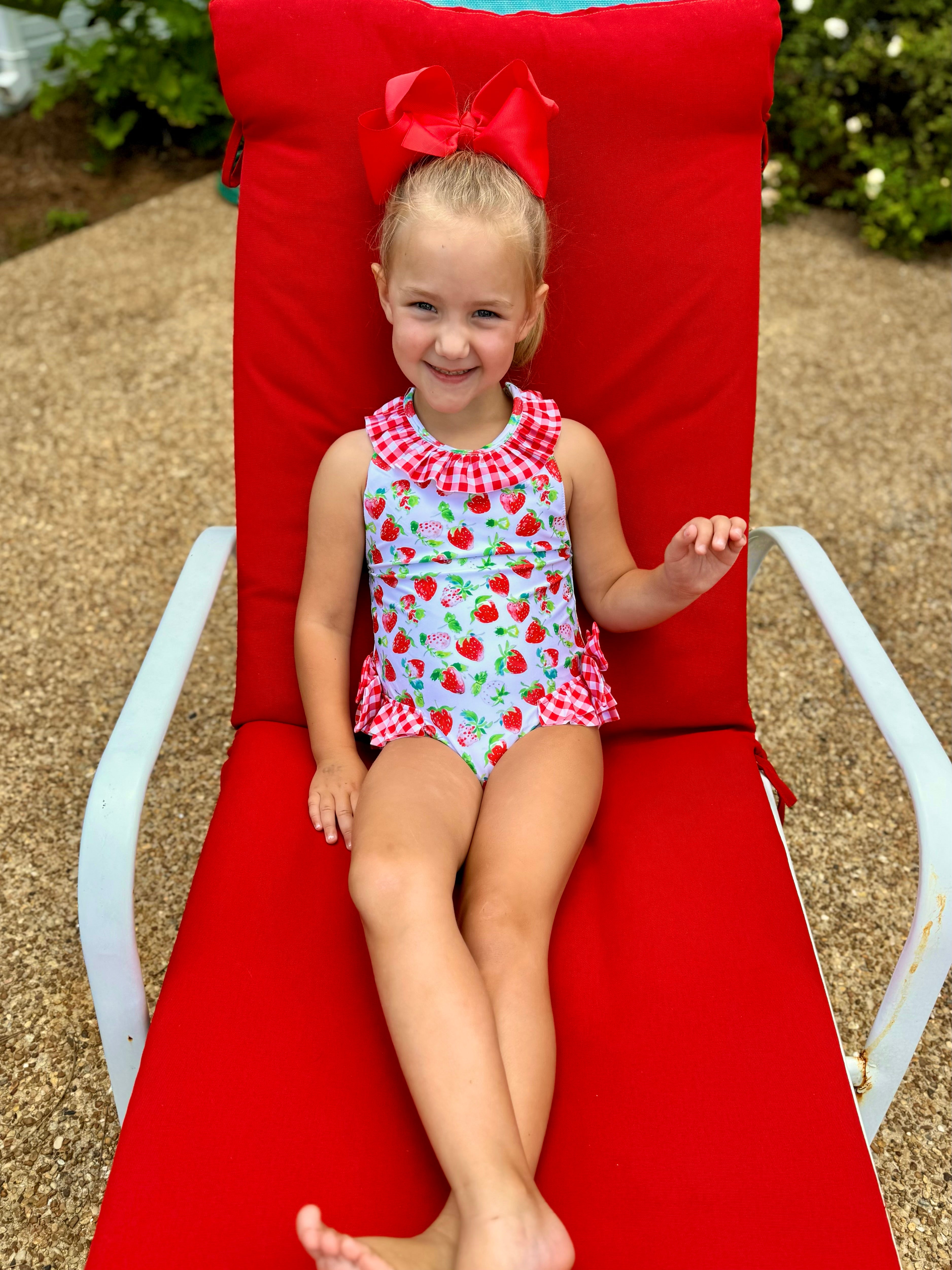 Girls Strawberry 1 Piece Swimsuit