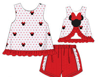 Girls Embroidered Mouse Short Set