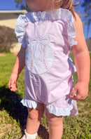 Girls Bow Baseball Appliqué Sunsuit