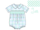 PRE ORDER Boys Smocked Mint & Blue Plaid Bubble | ETA to LBS: FEBRUARY