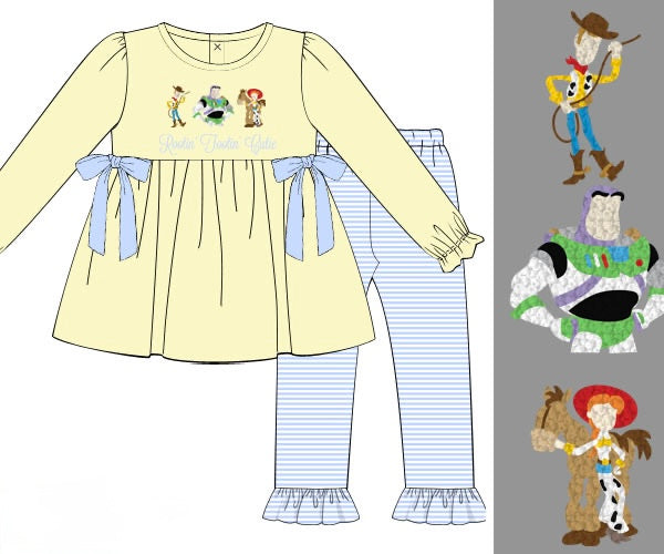 PRE ORDER Girls French Knot Toy Pals Ruffle Legging Set | ETA to LBS: DECEMBER