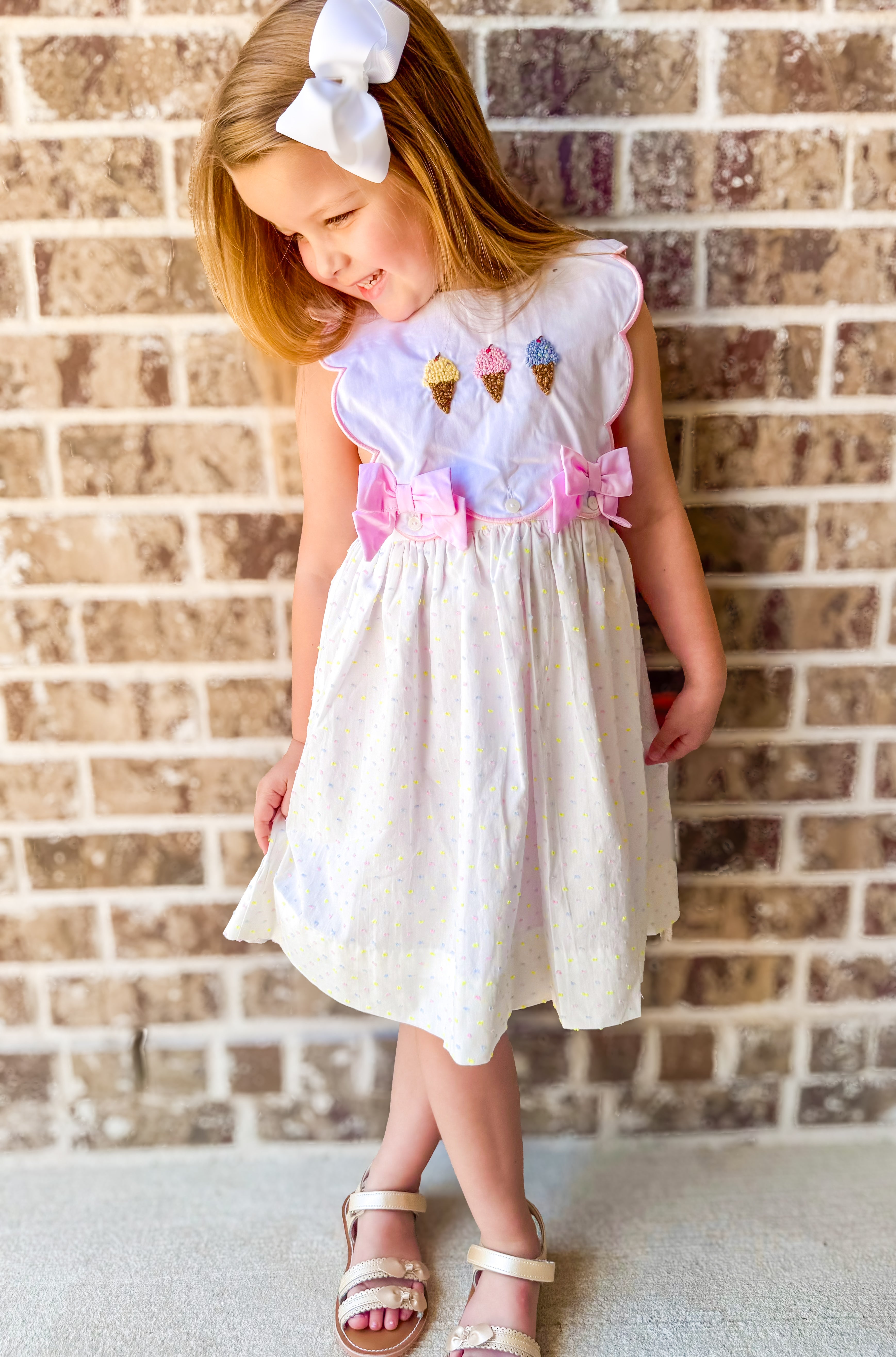 Girls French Knot Ice Cream Bloomer Set & Dress