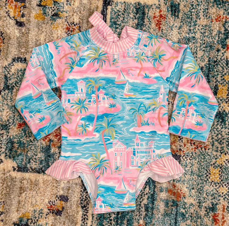 Girls Beachside Resort Rashguard Swimsuit