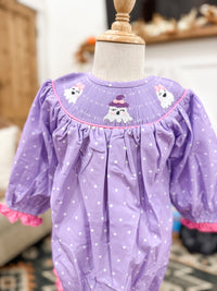 Girls Friendly Ghosts Smocked Bubble
