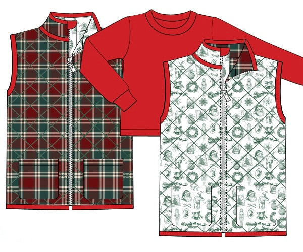 PRE ORDER Boys Reversible Seasons Greetings Vest | ETA to LBS: OCTOBER