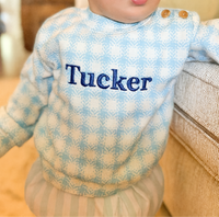 Boys Baby Blue Gingham Sweater