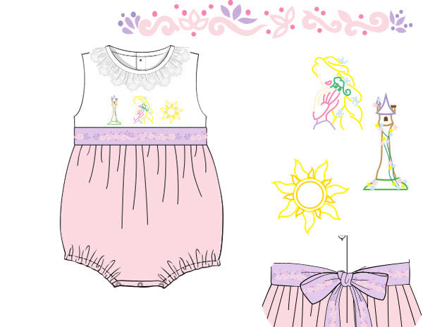 Girls Embroidered Flower Gleam and Glow Bubble