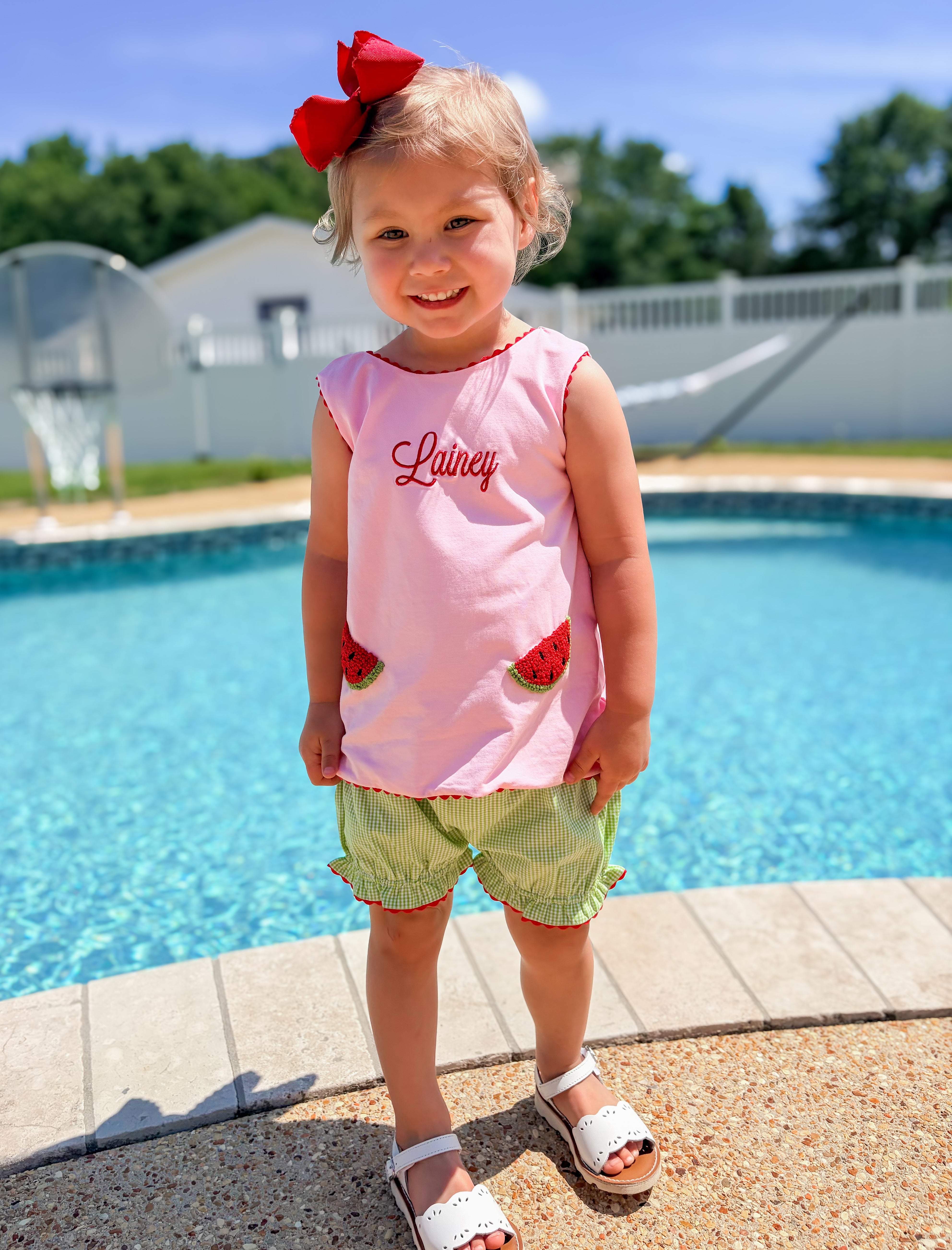 Girls French Knot One in a Melon Bubble Shorts Set
